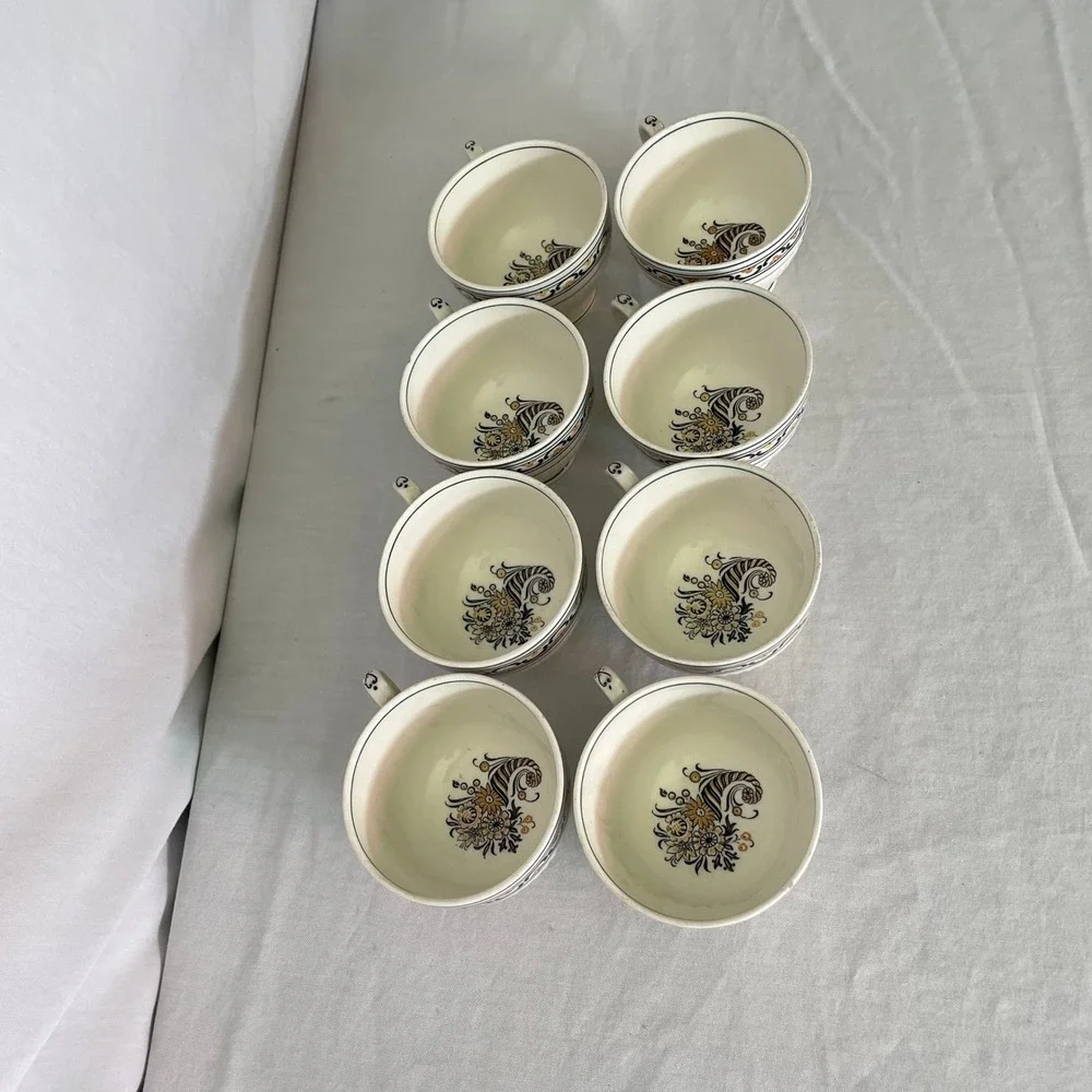 Vintage Ceramic Serving‎ Set Tray & 16 Cups Floral Design Tea Party